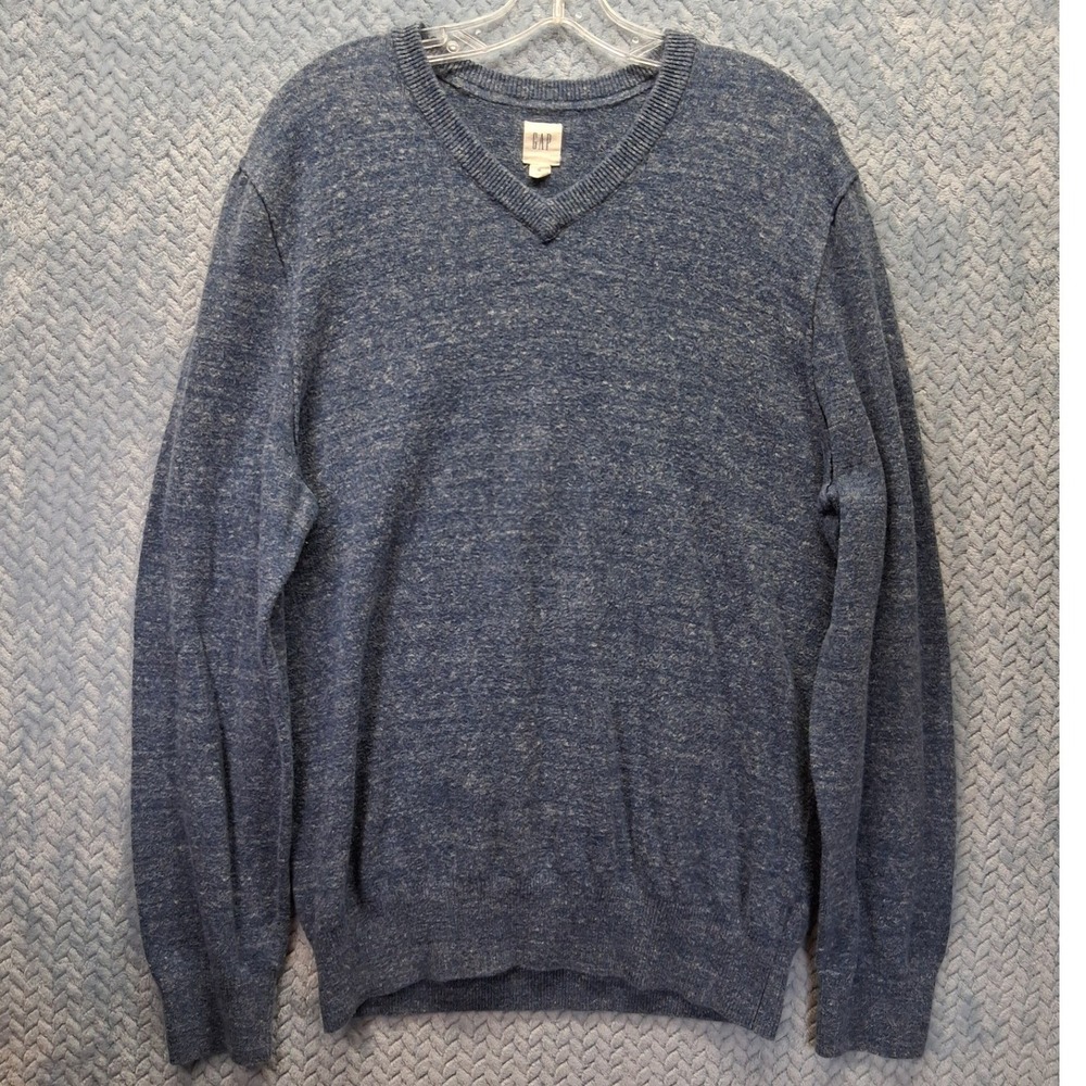 Gap Mens XL Blue Marled V-Neck Cotton Blend Pullover Sweater 325301-05